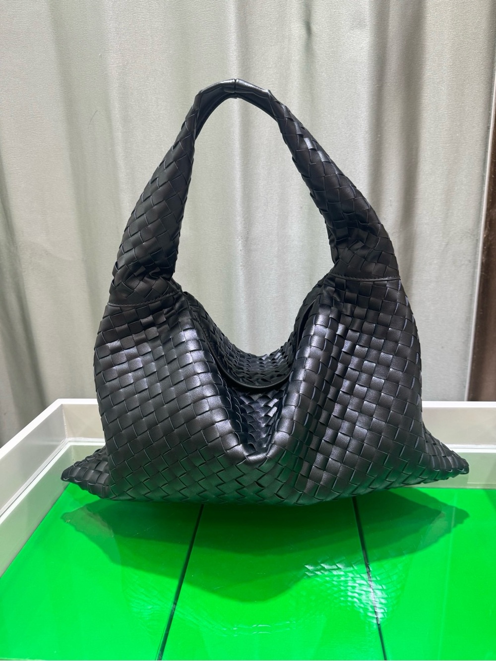 Bottega Veneta Black Intrecciato Leather Hobo Bag